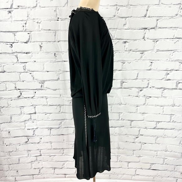Vintage Jean Paul Gaultier Femme Embroidered Midi Dress US 8 Black LBD Y2k 90s - Picture 3 of 14